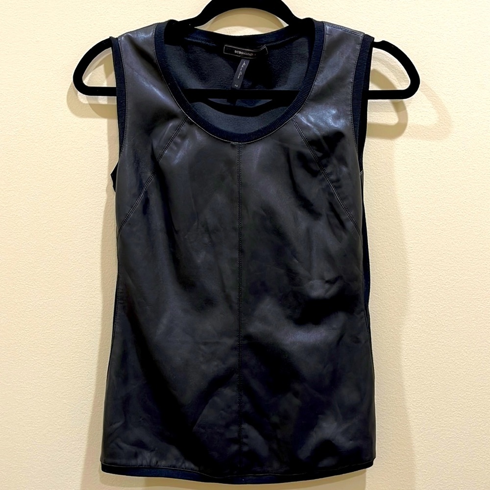 BCBG leather top XS
